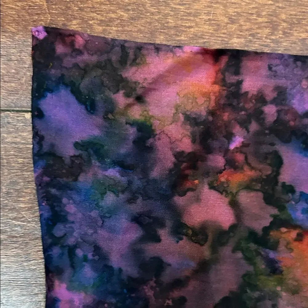 Whimsigoth Vibrant Multicolor Abstract Silk Scarf in Deep Purple Tones